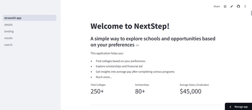NextStep – screenshot 1