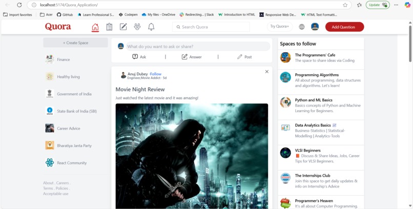 Quora Application – screenshot 1