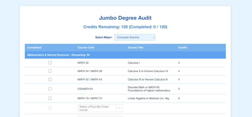 Jumbo Degree Audit – screenshot 1