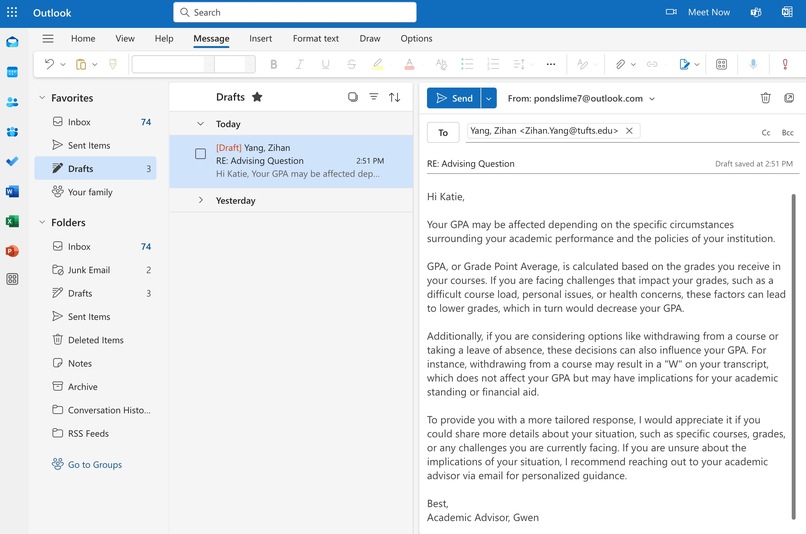 TuftsAdvisor – screenshot 2