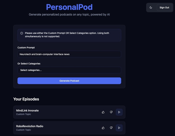 PersonalPod – Your Personalized Audio Companion – screenshot 1