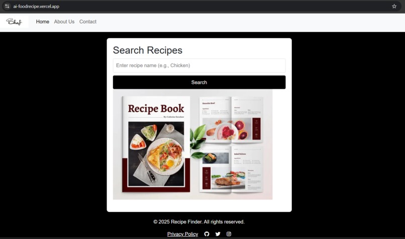 Recipe Generator using Large Datasets and Techniques – screenshot 1