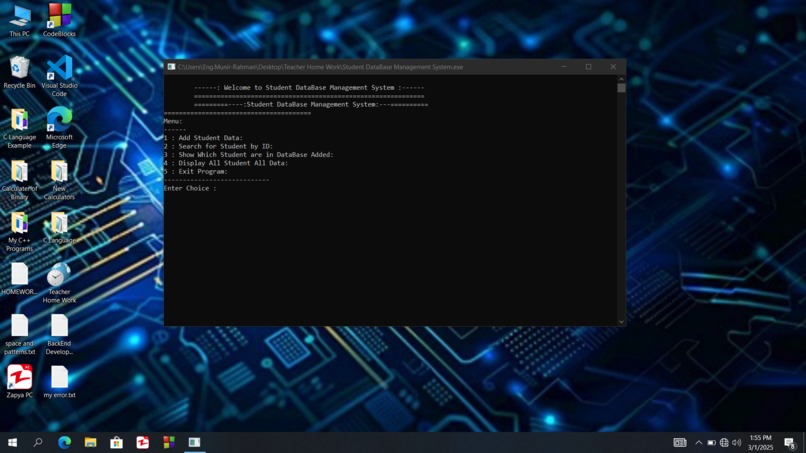 Student DB in C++ – screenshot 1