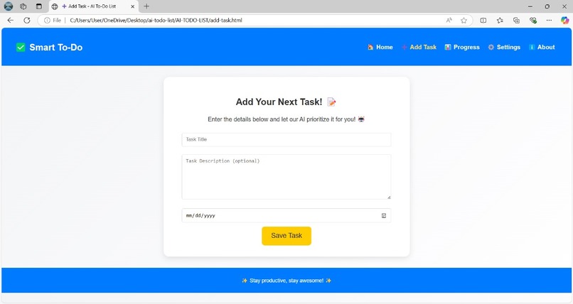 AI-Powered To-Do List with Smart Suggestions – screenshot 2