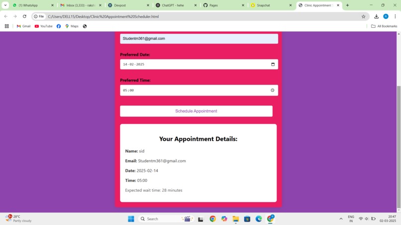 Clinic Appointment Scheduler – screenshot 1