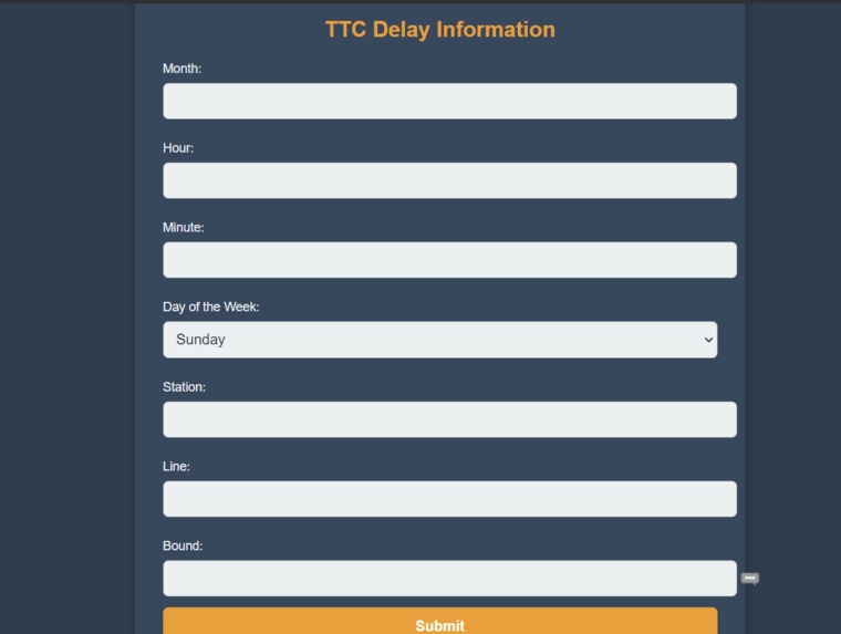 TTC Subway Delay Prediction – screenshot 1
