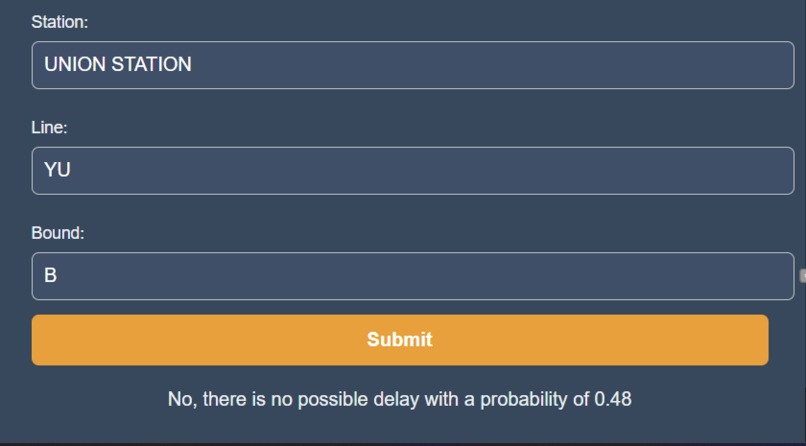 TTC Subway Delay Prediction – screenshot 2