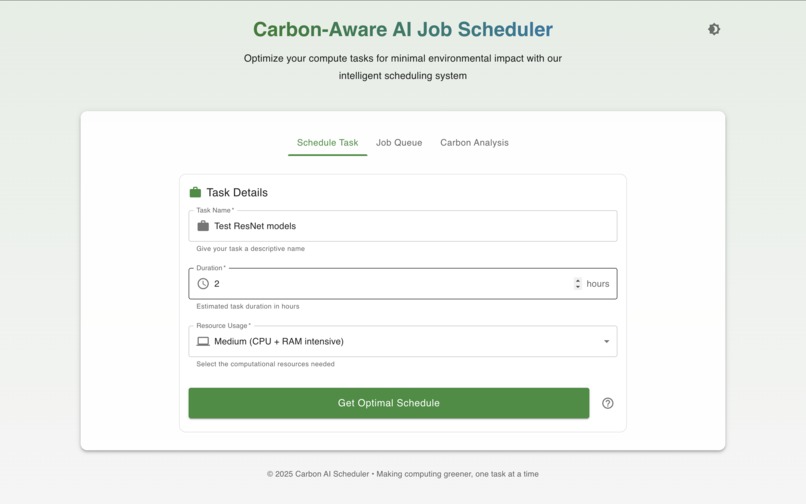 Carbon-Aware AI Job Scheduler – screenshot 1