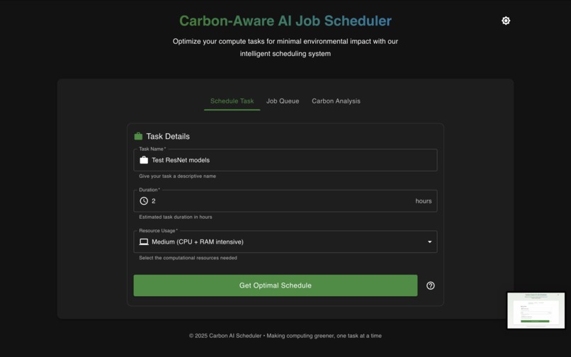 Carbon-Aware AI Job Scheduler – screenshot 2