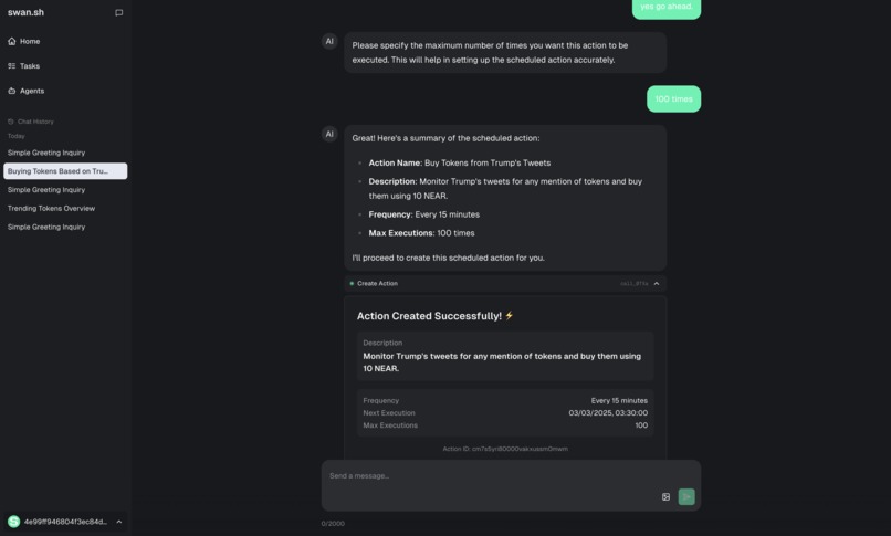 SWAN | Autonomous Trading Agent  – screenshot 4