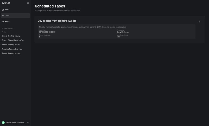 SWAN | Autonomous Trading Agent  – screenshot 5