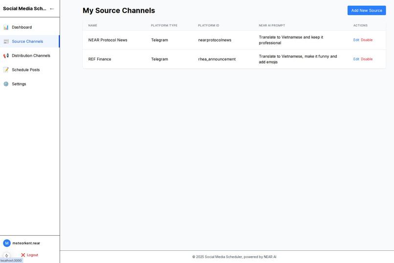 NEAR AI Social Scheduler – screenshot 2