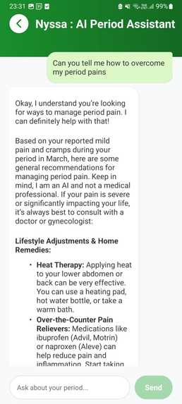 Nyssa: AI Period Tracker - smart Menstrual Cup Alert System – screenshot 5