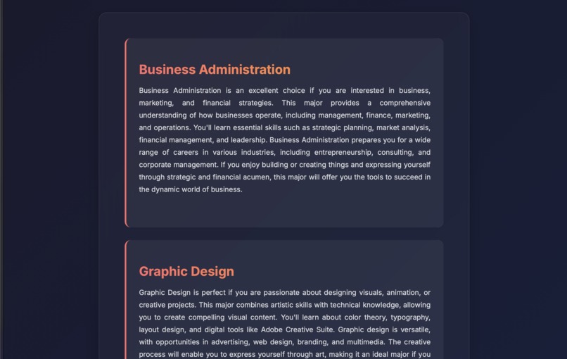 Clemson Major Match Tool – screenshot 2