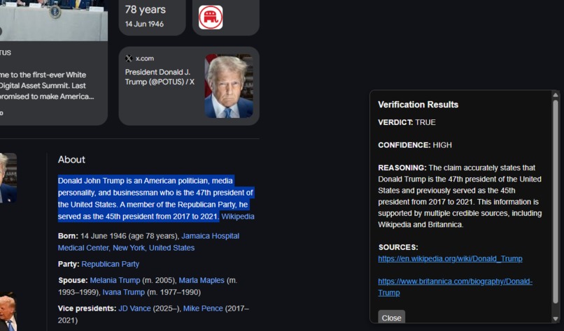 Team 19: VerifyAI Chrome Extension – screenshot 2