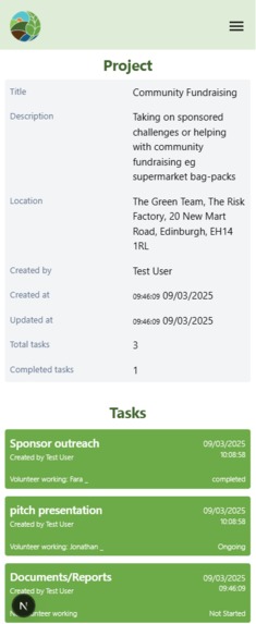 Green Team Volunteer Management application – screenshot 4