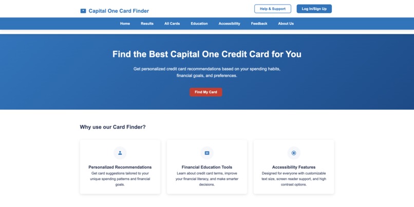 Capital One Credit Card Recommender – screenshot 1
