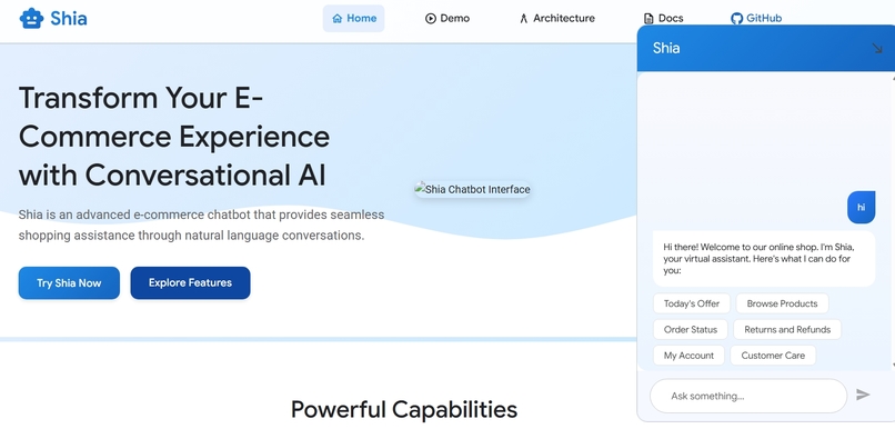 Shia E-Commerce Chatbot – screenshot 1