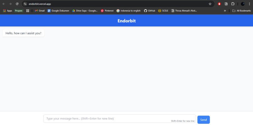 Endorbit (E-commerce chatbot) – screenshot 1