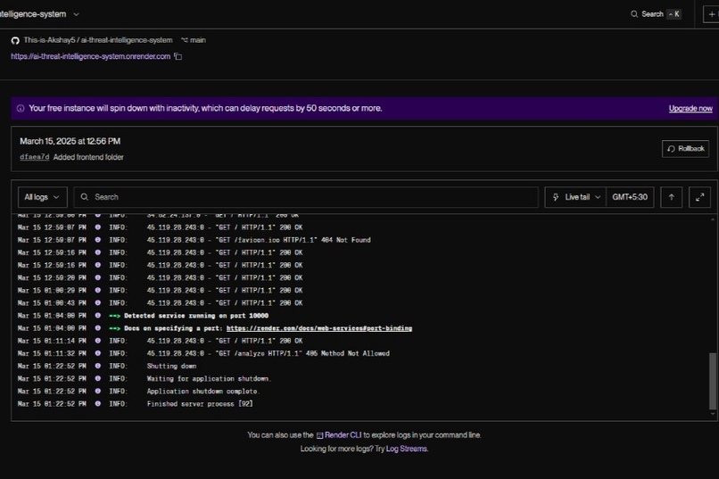 Ai network threat intelligence system – screenshot 2