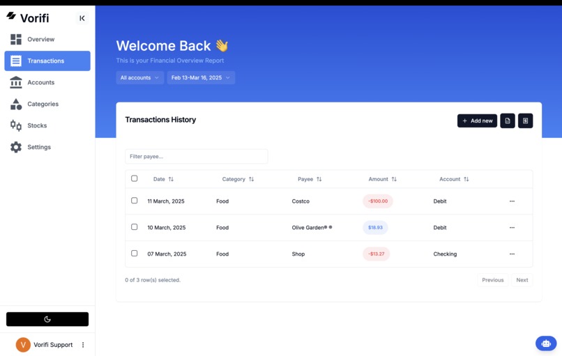 Vorifi Financial Management Tool – screenshot 2