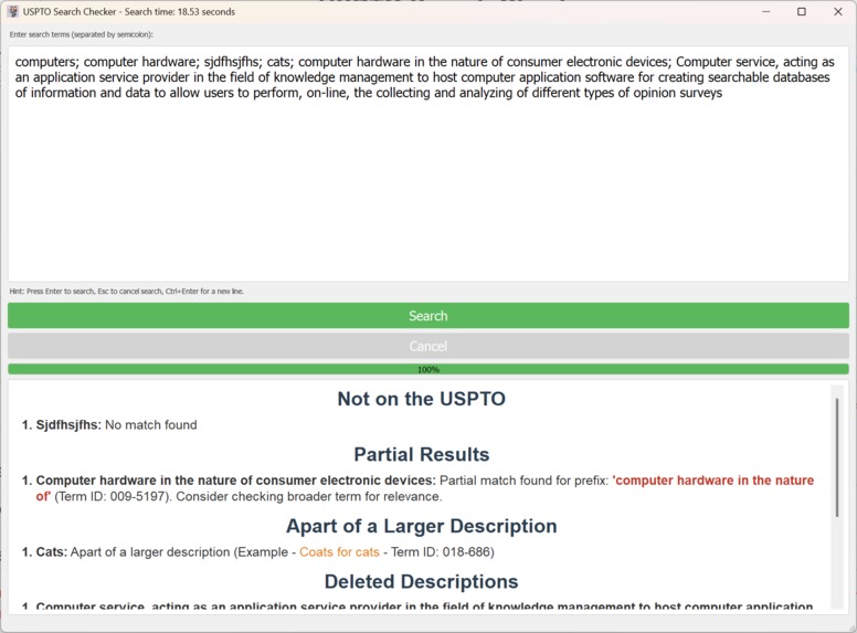 Automated Trade Mark examination – screenshot 5
