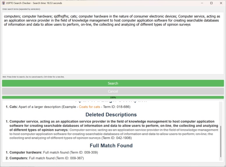 Automated Trade Mark examination – screenshot 6