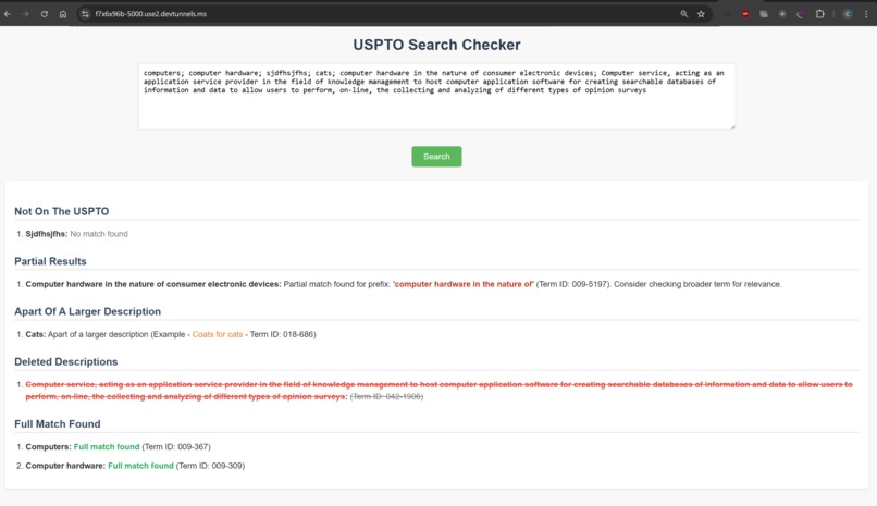 Automated Trade Mark examination – screenshot 7