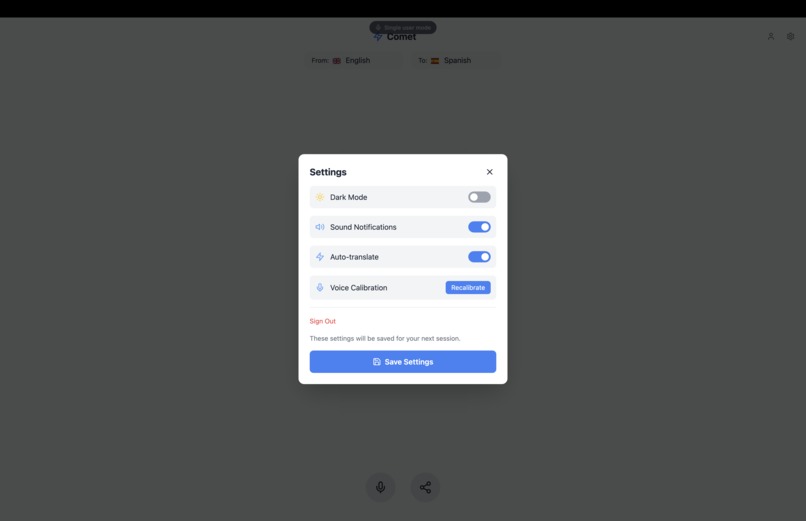 Comet - Real Time Voice Translations – screenshot 2