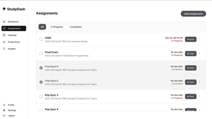 StudyDash – screenshot 2