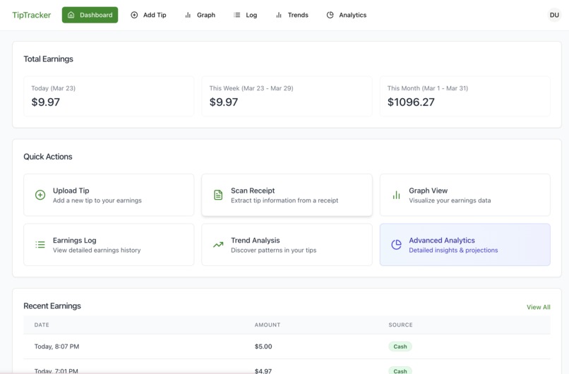 TipTracker – screenshot 1