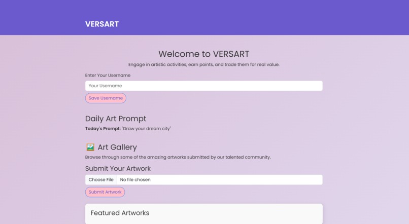 VERSART - A Dynamic Web Application – screenshot 1