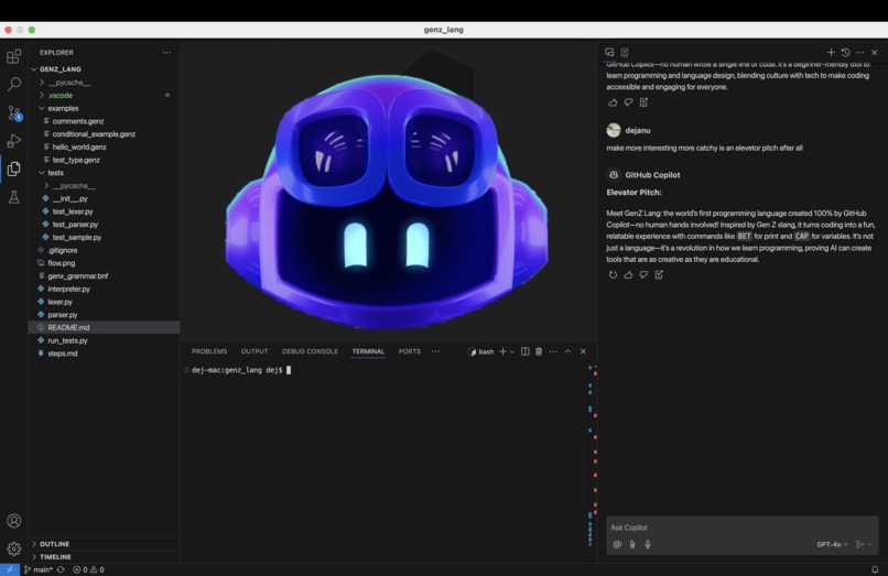GenZ lang by Github Copilot – screenshot 1