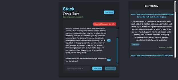 StackOverflow Conversational Assistant – screenshot 2