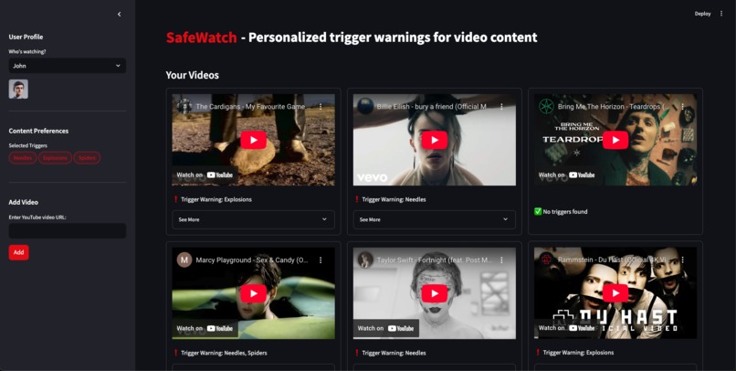 SafeWatch - Personalized trigger warnings for video content – screenshot 2
