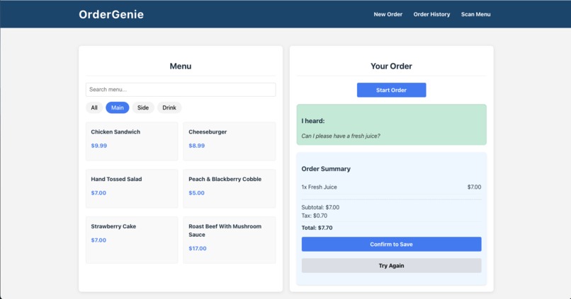 OrderGenie - Voice-Powered Restaurant Ordering – screenshot 2