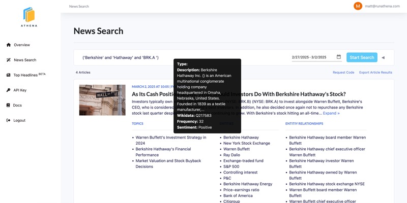 Athena News API – screenshot 3