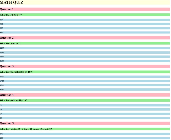 MATH QUIZ – screenshot 2