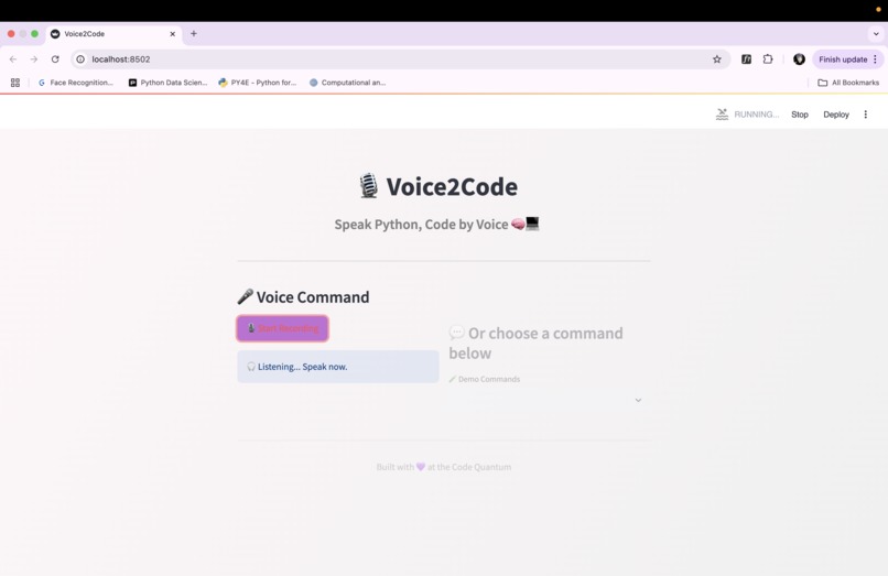 Voice2code – screenshot 1