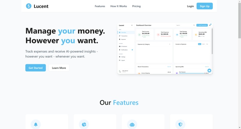 Lucent - AI-Powered Finance Management  – screenshot 1