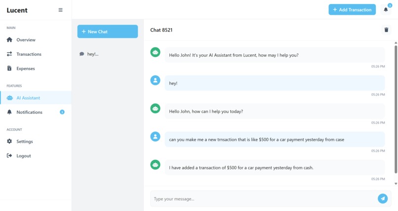 Lucent - AI-Powered Finance Management  – screenshot 2