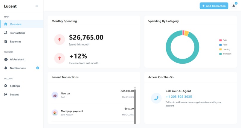 Lucent - AI-Powered Finance Management  – screenshot 4