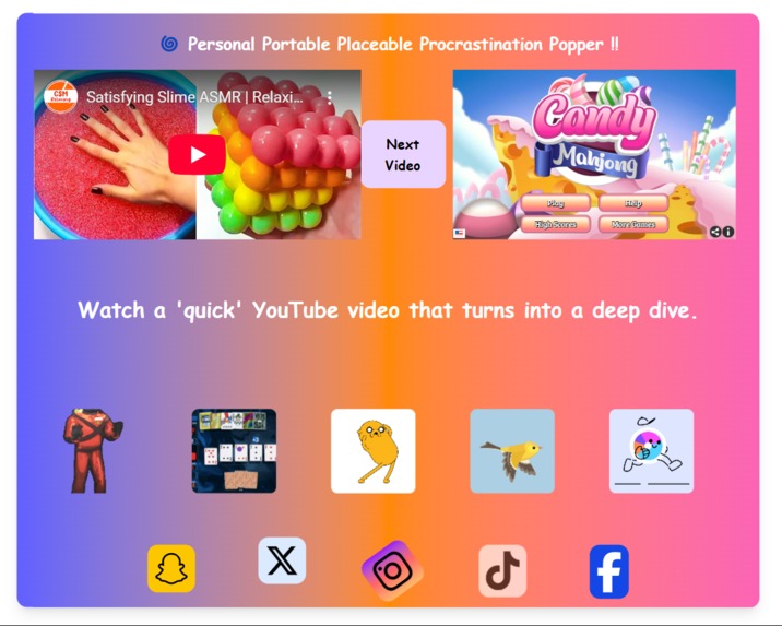 Personal Portable Placeable Procrastination Popper – screenshot 1