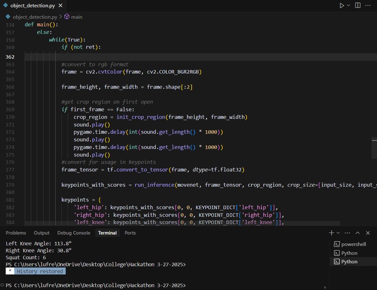 Hackathon : 3-27-2025 : Squat Form Tracker – screenshot 1