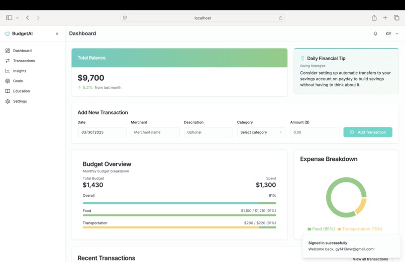 BudgetAI – screenshot 1
