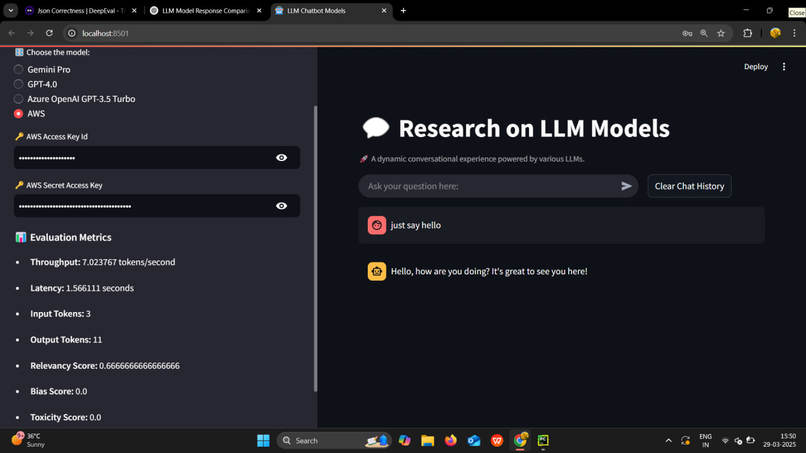Compare and Evaluate Chatbot Using Different LLM's – screenshot 1