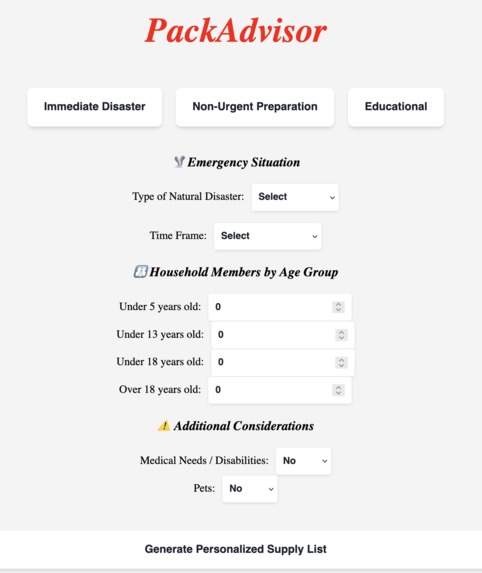 PackAdvisor – screenshot 1