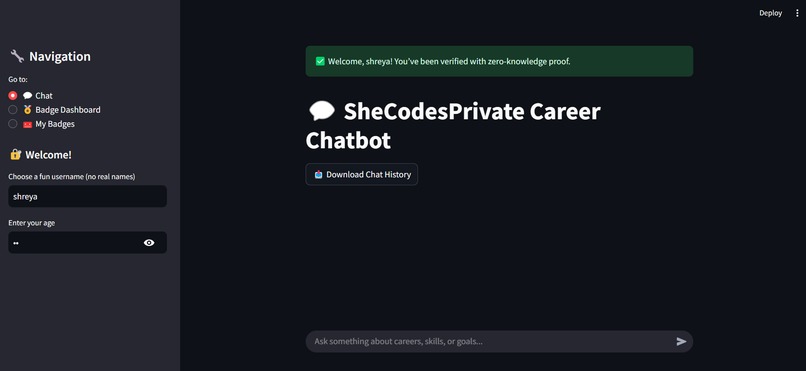 SheCodesPrivate – screenshot 3
