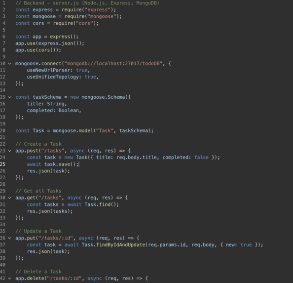 TO DO application – screenshot 1