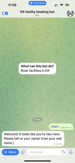 Facility Booking Telegram Bot – screenshot 2